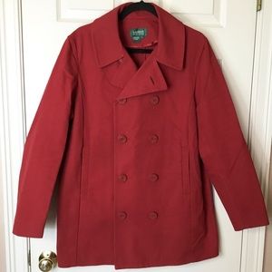 Lauren Ralph Lauren Double Breasted Red Pea Coat - L